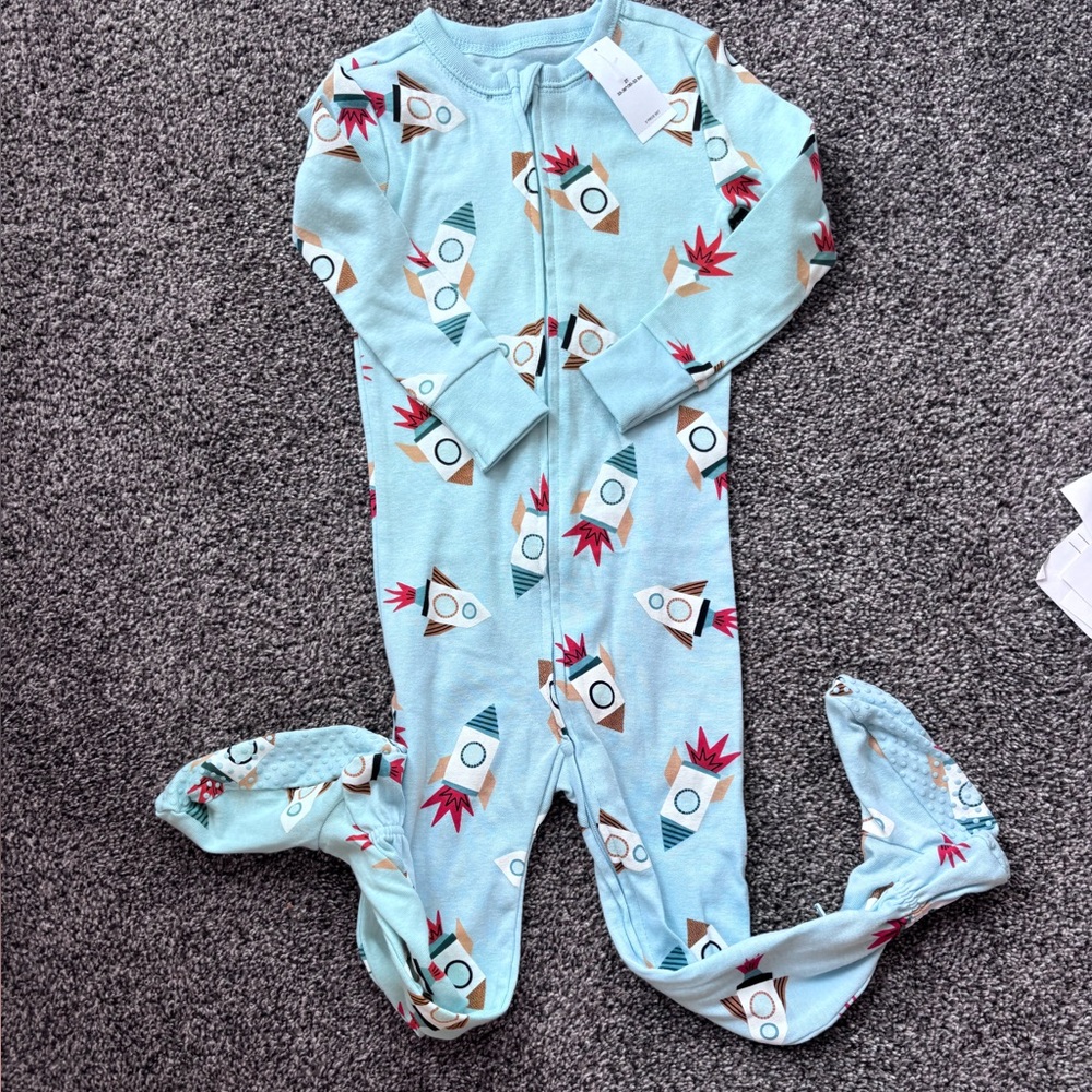 Old Navy Blue Footies One Piece with Rocket print